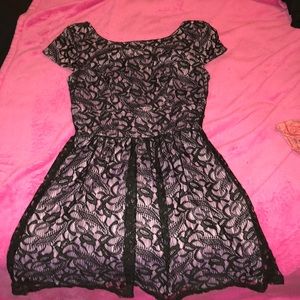 Purple dress with black lace